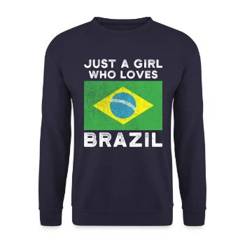 Just a girl who loves Brasilien - Unisex Pullover - Navy - Vorne - Alina (178cm) & Michal (187cm)