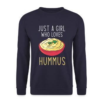 Hummus Just a girl who loves Hummus - Unisex Sweatshirt - navy - Front - Alina (178cm) & Michal (187cm)