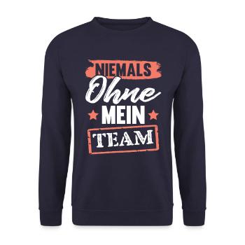 Niemals ohne Team - Unisex Pullover - Navy - Vorne - Alina (178cm) & Michal (187cm)