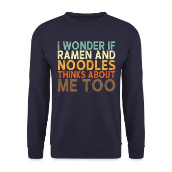 Ramen Nudel Spruch - Unisex Pullover - Navy - Vorne - Alina (178cm) & Michal (187cm)