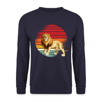Lion Rétro - Sweat-shirt Unisexe - marine - Devant - Alina (178cm) & Michal (187cm)