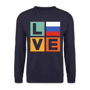 Russland Liebe - Unisex Pullover - Navy - Vorne - Alina (178cm) & Michal (187cm)