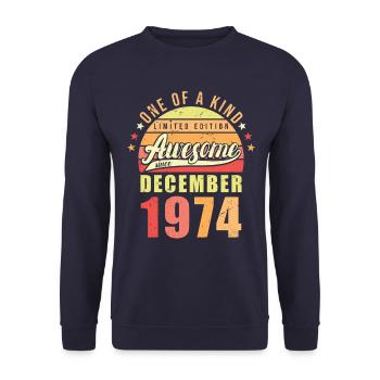 Geburtstag Dezember 1974 - Unisex Pullover - Navy - Vorne - Alina (178cm) & Michal (187cm)