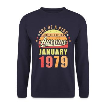 Geburtstag Januar 1979 - Unisex Pullover - Navy - Vorne - Alina (178cm) & Michal (187cm)