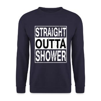 Straight outta Shower - Unisex Sweatshirt - navy - Front - Alina (178cm) & Michal (187cm)