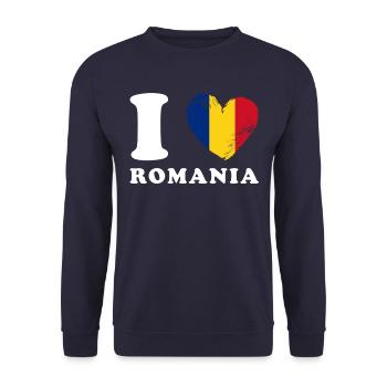 J’aime la Roumanie - Sweat-shirt Unisexe - marine - Devant - Alina (178cm) & Michal (187cm)