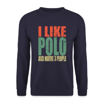 Polo Spruch lustig - Unisex Pullover - Navy - Vorne - Alina (178cm) & Michal (187cm)