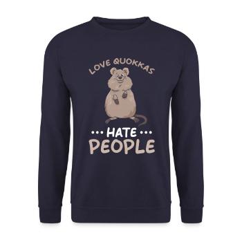Quokka dicton drôle - Sweat-shirt Unisexe - marine - Devant - Alina (178cm) & Michal (187cm)
