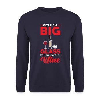 Vin rouge Apportez-moi un grand verre de vin - Sweat-shirt Unisexe - marine - Devant - Alina (178cm) & Michal (187cm)