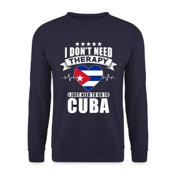 Cuba I do not need Therapy - Unisex Pullover - Navy - Vorne - Alina (178cm) & Michal (187cm)