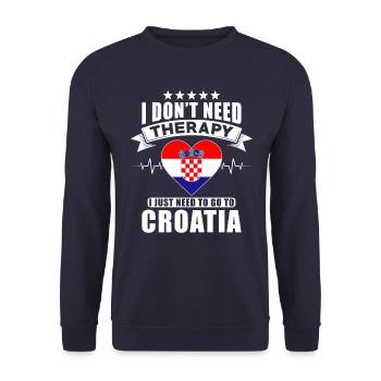Croatia I do not need Therapy - Unisex Sweatshirt - navy - Front - Alina (178cm) & Michal (187cm)