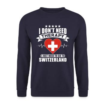 Suisse Je n’ai pas besoin de thérapie - Sweat-shirt Unisexe - marine - Devant - Alina (178cm) & Michal (187cm)