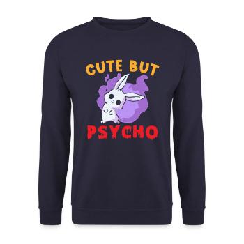 Cute but Psycho Hase Goth - Unisex Sweatshirt - navy - Front - Alina (178cm) & Michal (187cm)
