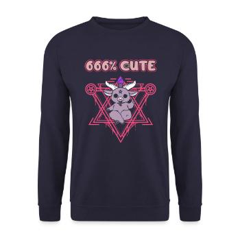 666% Mignon kawaii Satanic Goth - Sweat-shirt Unisexe - marine - Devant - Alina (178cm) & Michal (187cm)