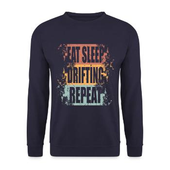 Drifting Eat Sleep Repeat - Unisex Pullover - Navy - Vorne - Alina (178cm) & Michal (187cm)