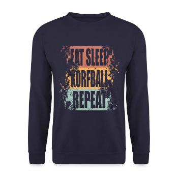 Korfball Eat Sleep Repeat - Unisex Sweatshirt - navy - Front - Alina (178cm) & Michal (187cm)