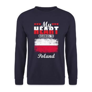 My Heart Belongs to Poland - Unisex Pullover - Navy - Vorne - Alina (178cm) & Michal (187cm)
