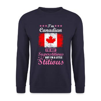 Canadian Gift Funny Saying Canada - Unisex Sweatshirt - navy - Front - Alina (178cm) & Michal (187cm)