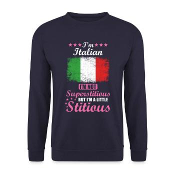 Italian Gift funny saying Italy - Unisex Sweatshirt - navy - Front - Alina (178cm) & Michal (187cm)
