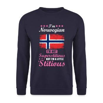 Norwegian gift funny saying Norway - Unisex Sweatshirt - navy - Front - Alina (178cm) & Michal (187cm)