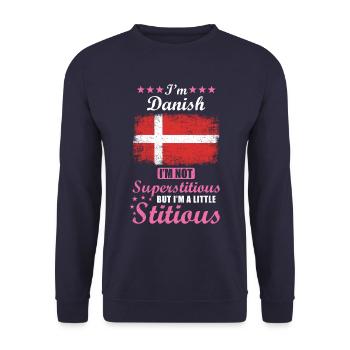 Dane Mrs. Superstitious Stitious - Unisex Sweatshirt - navy - Front - Alina (178cm) & Michal (187cm)