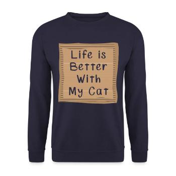 Katze - Unisex Pullover - Navy - Vorne - Alina (178cm) & Michal (187cm)