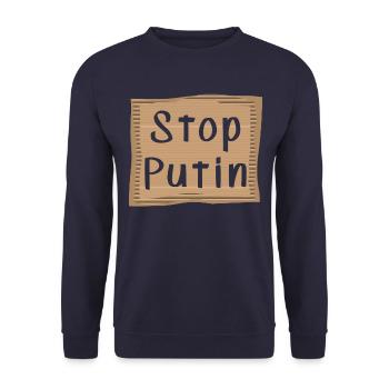 Stop Putin - Unisex Sweatshirt - navy - Front - Alina (178cm) & Michal (187cm)