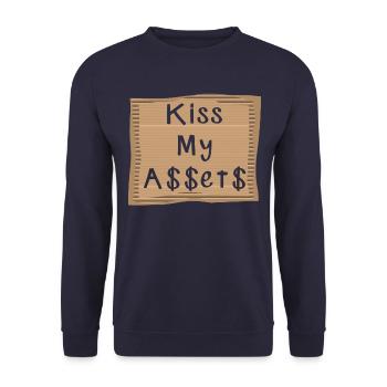 Embrassez mes A$$et$ Embrassez mes actifs Argent En disant - Sweat-shirt Unisexe - marine - Devant - Alina (178cm) & Michal (187cm)