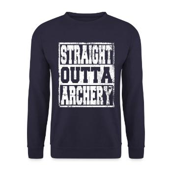 Bogenschießen Spruch lustig - Unisex Pullover - Navy - Vorne - Alina (178cm) & Michal (187cm)
