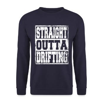 Drifting Spruch lustig - Unisex Pullover - Navy - Vorne - Alina (178cm) & Michal (187cm)