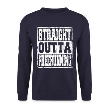 Freerunning saying funny - Unisex Sweatshirt - navy - Front - Alina (178cm) & Michal (187cm)