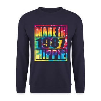 Hippie Birthday 1987 - Unisex Sweatshirt - navy - Front - Alina (178cm) & Michal (187cm)