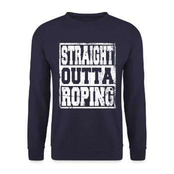Roping Spruch lustig - Unisex Pullover - Navy - Vorne - Alina (178cm) & Michal (187cm)
