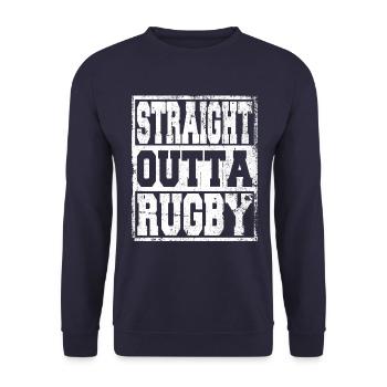 Rugby Spruch lustig - Unisex Pullover - Navy - Vorne - Alina (178cm) & Michal (187cm)