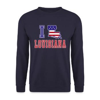 Lousiana USA I love Albama - Unisex Sweatshirt - navy - Front - Alina (178cm) & Michal (187cm)