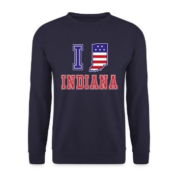 Indiana USA I love Albama - Unisex Sweatshirt - navy - Front - Alina (178cm) & Michal (187cm)