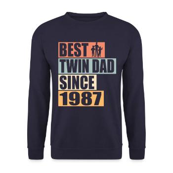 Zwillinge Vater Zwillingsvater seit 1987 - Unisex Pullover - Navy - Vorne - Alina (178cm) & Michal (187cm)