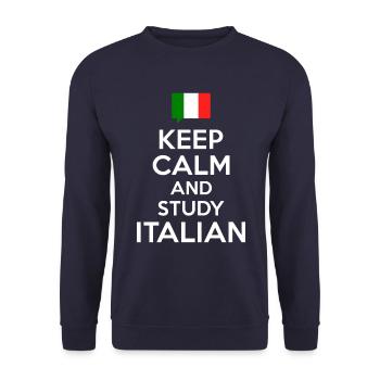 Keep Calm and study Italian - Unisex Pullover - Navy - Vorne - Alina (178cm) & Michal (187cm)