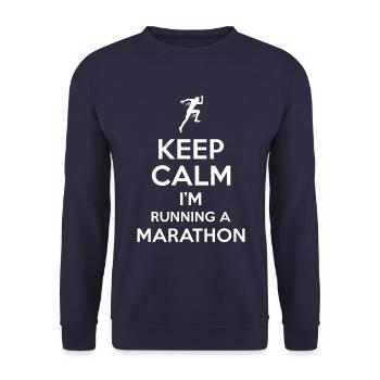 Marathon saying Keep Calm - Unisex Sweatshirt - navy - Front - Alina (178cm) & Michal (187cm)