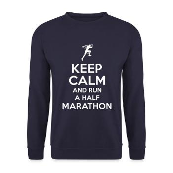 Marathon saying Keep Calm - Unisex Sweatshirt - navy - Front - Alina (178cm) & Michal (187cm)