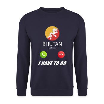 Bhutan calls lusiger flags saying - Unisex Sweatshirt - navy - Front - Alina (178cm) & Michal (187cm)