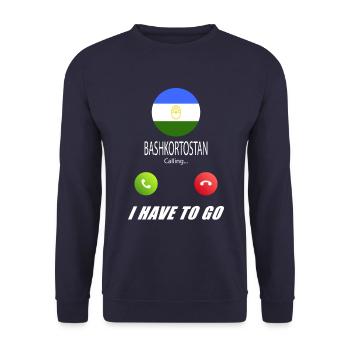 Bashkortostan ruft an Lusiger Flaggen Spruch - Unisex Pullover - Navy - Vorne - Alina (178cm) & Michal (187cm)