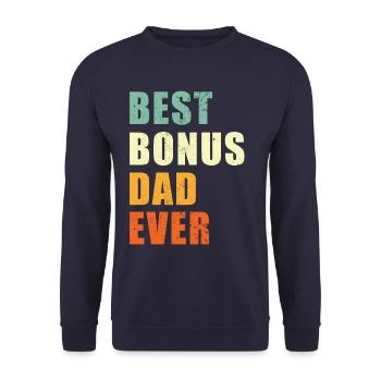 Best Bonus Dad ever - Unisex Sweatshirt - navy - Front - Alina (178cm) & Michal (187cm)