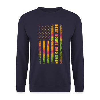 Best Bonus Dad ever - Unisex Sweatshirt - navy - Front - Alina (178cm) & Michal (187cm)