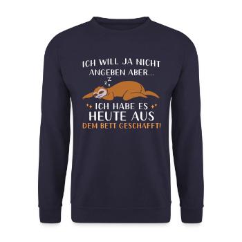 Faultier Geschenk Faultier Sprüche - Unisex Pullover - Navy - Vorne - Alina (178cm) & Michal (187cm)