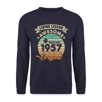 1957 Birthday - Unisex Sweatshirt - navy - Front - Alina (178cm) & Michal (187cm)