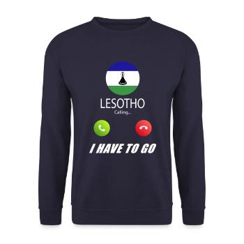 Lesotho ruft an Lusiger Flaggen Spruch - Unisex Pullover - Navy - Vorne - Alina (178cm) & Michal (187cm)