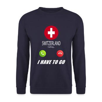 La Suisse appelle les drapeaux Lusiger Slogan - Sweat-shirt Unisexe - marine - Devant - Alina (178cm) & Michal (187cm)