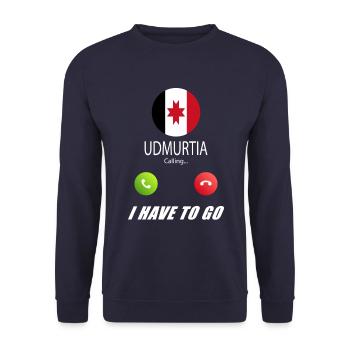Udmurtien ruft an Lusiger Flaggen Spruch - Unisex Pullover - Navy - Vorne - Alina (178cm) & Michal (187cm)