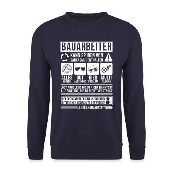Bauarbeiter Spruch lustig - Unisex Pullover - Navy - Vorne - Alina (178cm) & Michal (187cm)